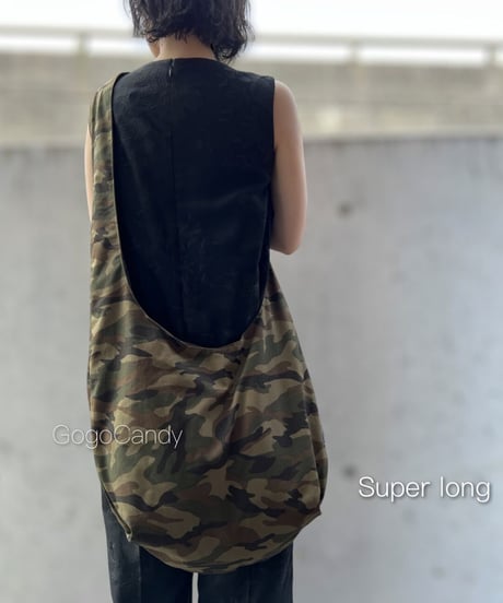 ◆手作りバッグ◆クタッとバッグ［Long / Super Long］ふんわりショルダーバッグ【迷彩】