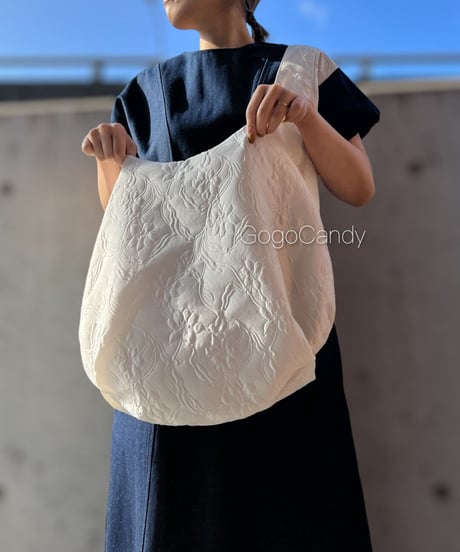 ◆手作りバッグ◆クタッとバッグ［Long］ふんわりショルダーバッグ【ぷっくりフラワー】