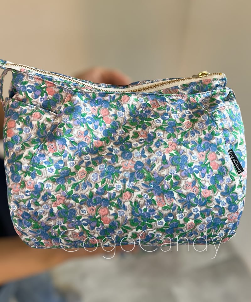 GogoCandyデニッシュバッグ【サテンボタニカル】ちょいみえポケット付き ◇手作りバッグ◇デニッシュバッグ【サテンボタニカル】ちょい