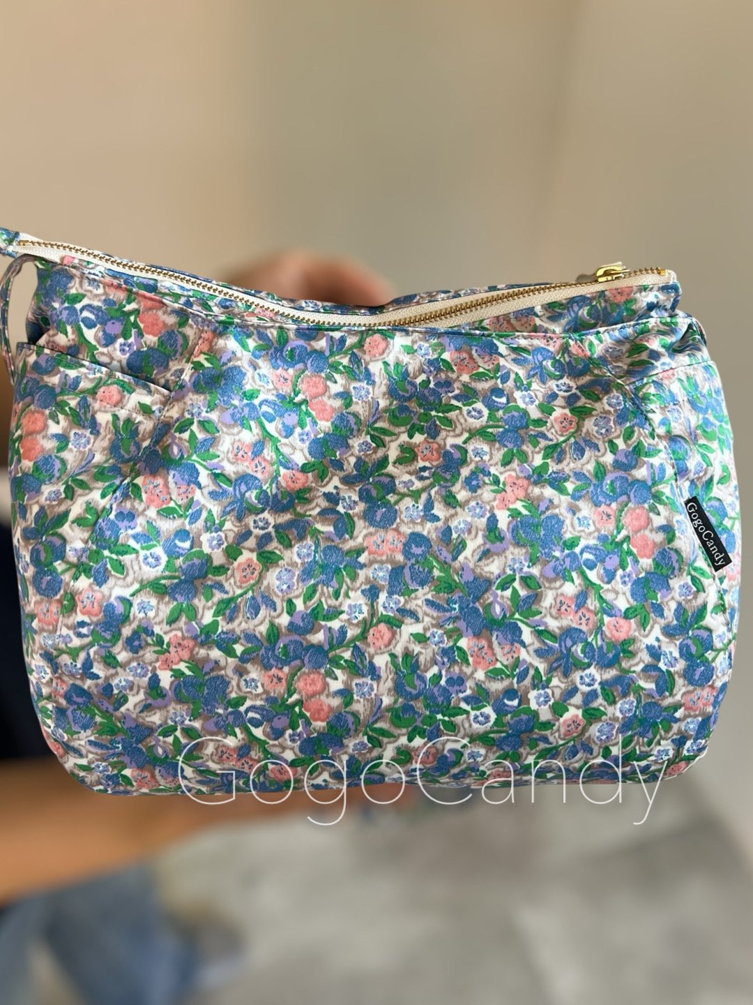 GogoCandyデニッシュバッグ【サテンボタニカル】ちょいみえポケット付き ◇手作りバッグ◇デニッシュバッグ【サテンボタニカル】ちょいみえ