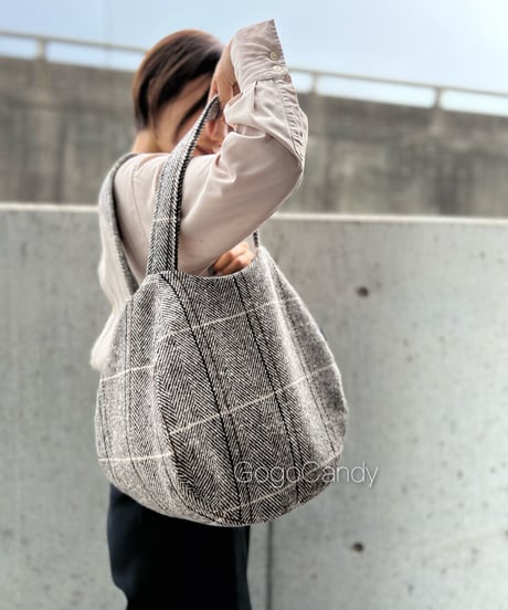 ◆手作りバッグ◆すもmoバッグ［Ｌ］まんまるトートバッグ【ショコラ】