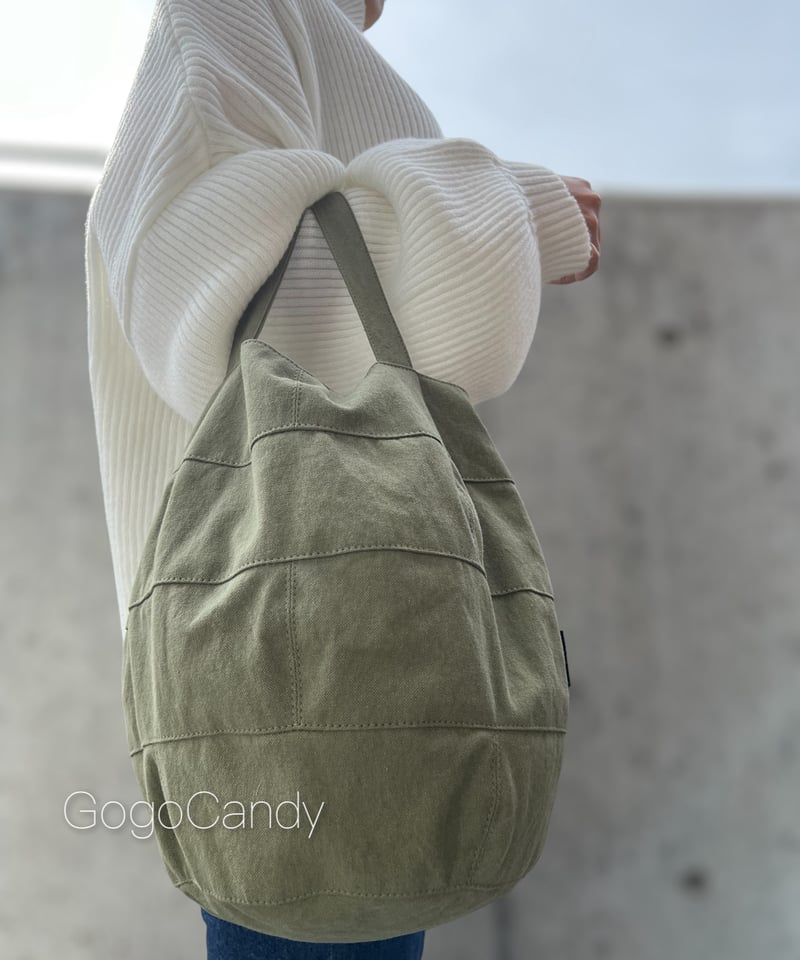 GogoCandy デニッシュバッグ【迷彩】ちょいみえポケット付き ◇手作り