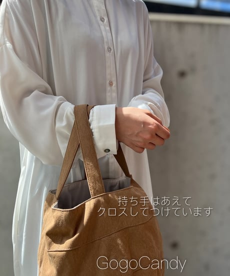 ◆手作りバッグ◆ぽっちバッグ［Ｍ］トートバッグ【ブラウン】