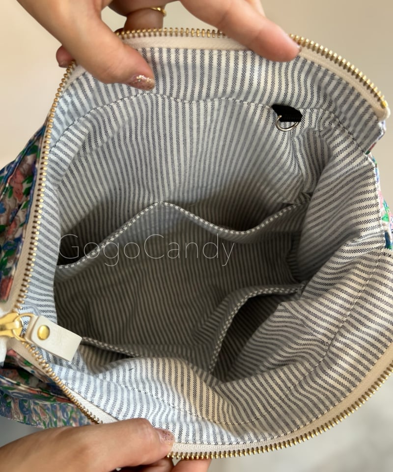 ◇手作りバッグ◇デニッシュバッグ【サテンボタニカル】ちょいみえ