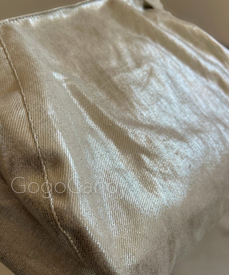 GogoCandyデニッシュバッグ【シルバーメタリック】ちょいみえポケット付き ◇手作りバッグ◇デニッシュバッグ【シルバーメタリック】ちょい