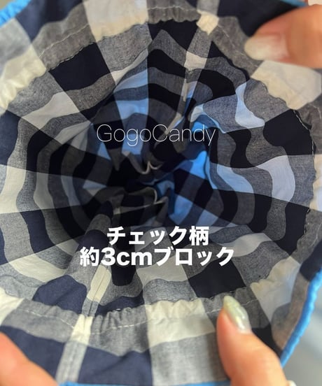 ◆手作りバッグ◆気まぐれお巾さん［Regular］ころんとした巾着【シャーリングブルー】