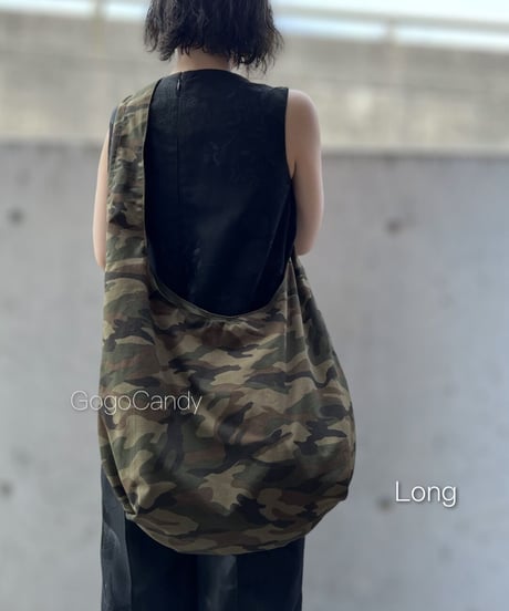 ◆手作りバッグ◆クタッとバッグ［Long / Super Long］ふんわりショルダーバッグ【迷彩】