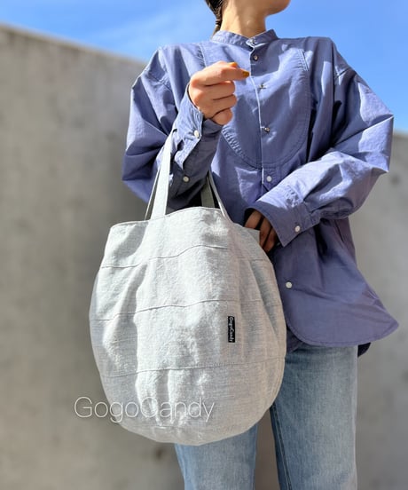 ◆手作りバッグ◆ぽっちバッグ［Ｌ］トートバッグ【ブルー】
