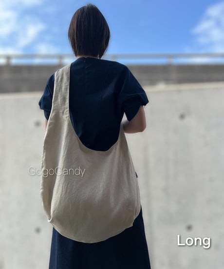 ◆手作りバッグ◆クタッとバッグ［Long / Super Long］ふんわりショルダーバッグ【リネンゴールド】