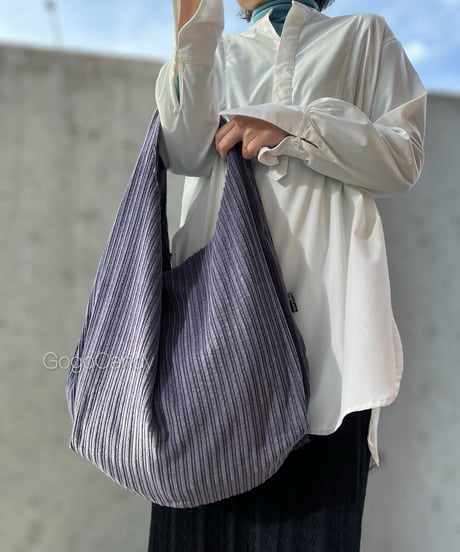 ◆手作りバッグ◆クタッとバッグ［ショート］ふんわり肩掛けバッグ【グレープグレー】