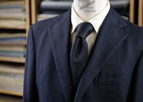 Wool ダークネイビー ソリッドタイ Loro Piana