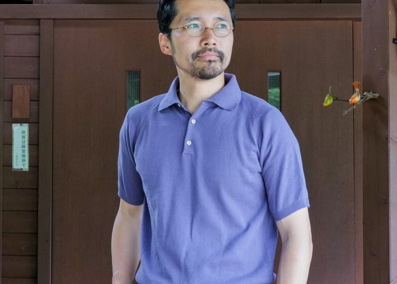 ★超高級　◎スティーブンアラン　ニットポロ　半袖シャツ　ブルー　M 春夏 Lavender】BERUN半袖ニットポロ | Atelier BERUN