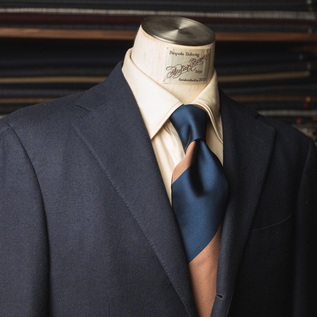 ブラウン / ダークネイビー レジメンタルタイ | Atelier BERUN