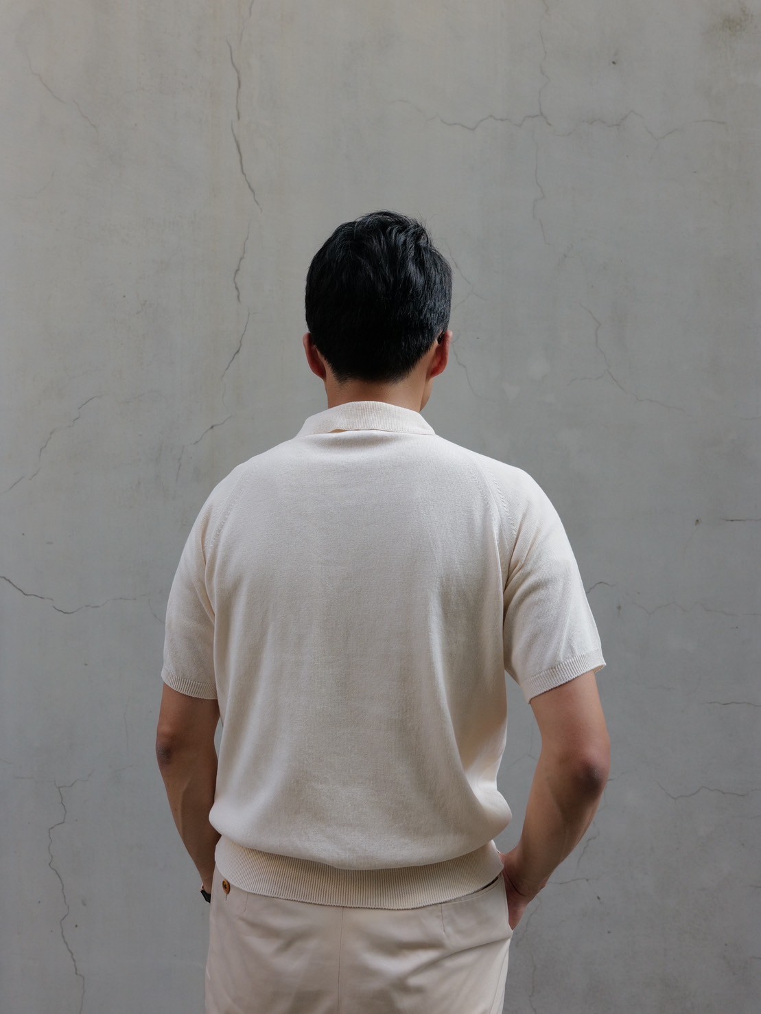 Atelier BERUN 半袖コットンニットポロ Ecru】BERUN半袖ニットポロ | Atelier BERUN