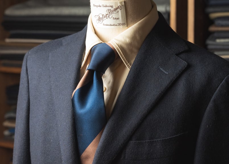 ブラウン / ダークネイビー レジメンタルタイ | Atelier BERUN
