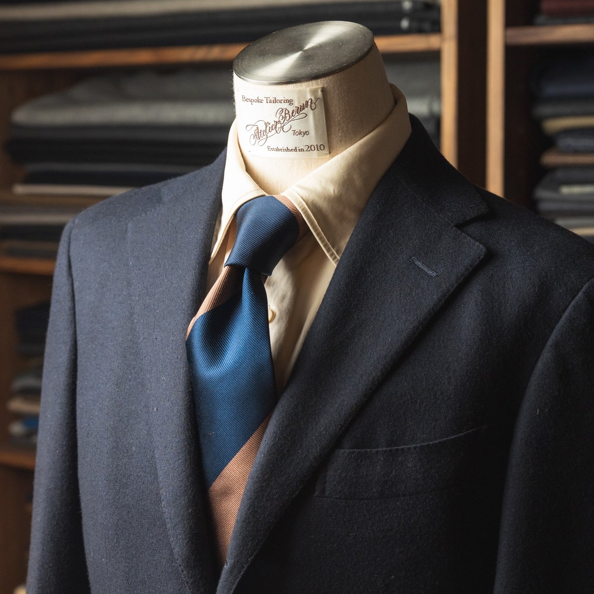 ブラウン / ダークネイビー レジメンタルタイ | Atelier BERUN