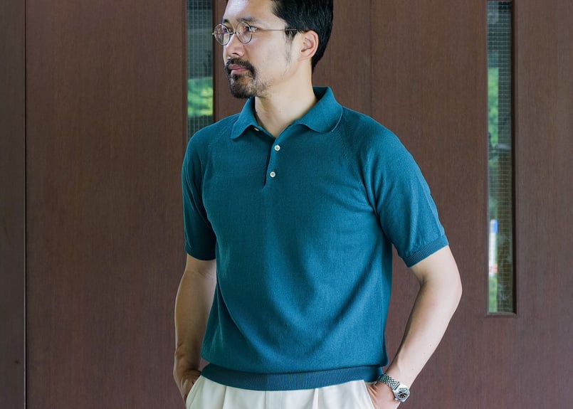 Forest Green】BERUN半袖ニットポロ | Atelier BERUN