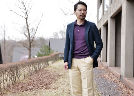 【Purple】BERUN Knit Polo -Super120-