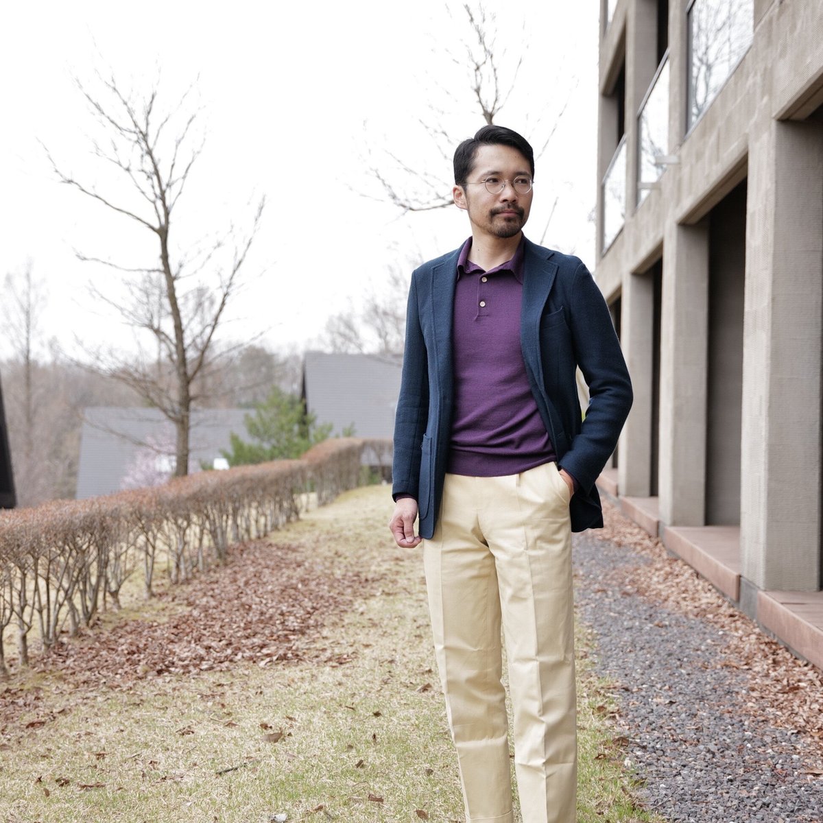 Purple】BERUN Knit Polo -Super120- | Atelier BERUN