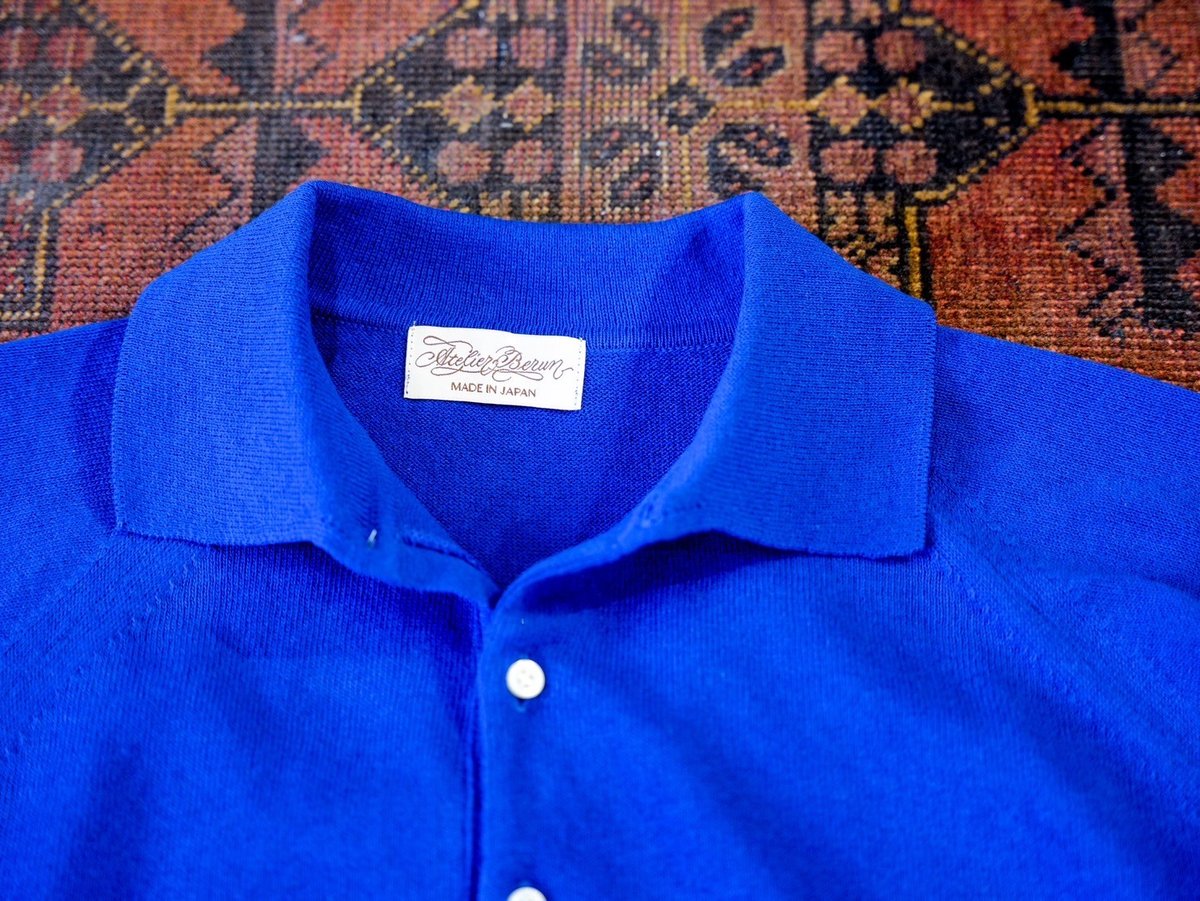 Atelier BERUN 半袖コットンニットポロ Turquoise】BERUN半袖ニットポロ | Atelier BERUN