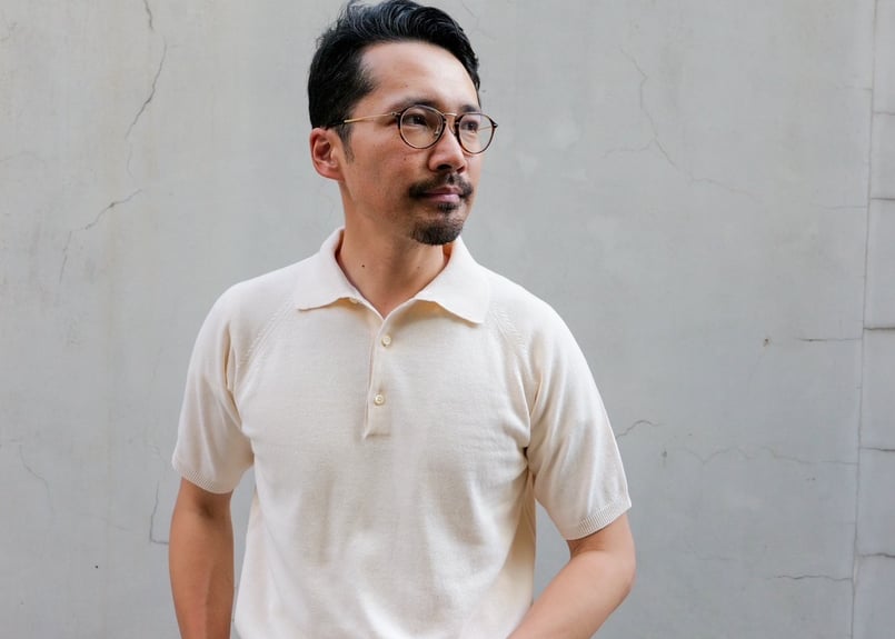 Atelier BERUN 半袖コットンニットポロ Ecru】BERUN半袖ニットポロ | Atelier BERUN