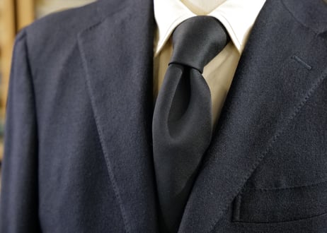 Wool ダークネイビー ソリッドタイ Loro Piana