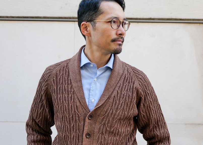 ブラウン】BERUN ケーブルニットカーディガン | Atelier BERUN