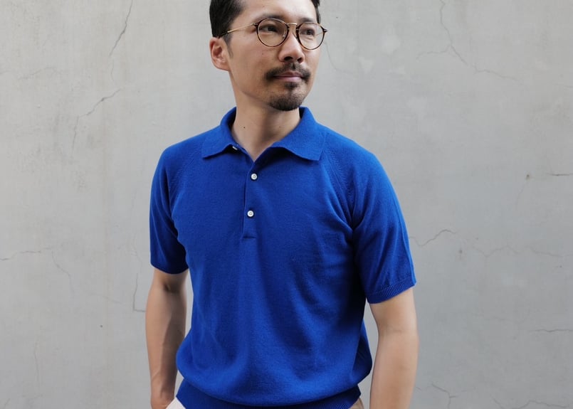 Atelier BERUN 半袖コットンニットポロ Royal Blue】BERUN半袖ニットポロ | Atelier BERUN