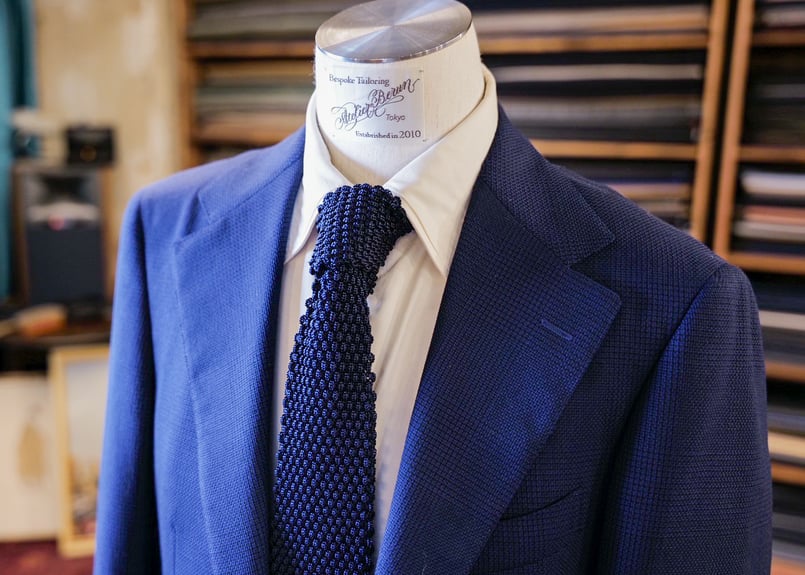 ネイビー 剣先ニットタイ | Atelier BERUN