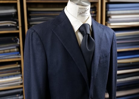 Wool ダークネイビー ソリッドタイ Loro Piana