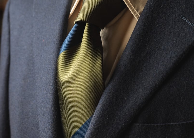 オリーブ/ネイビー 幅広レジメンタル | Atelier BERUN