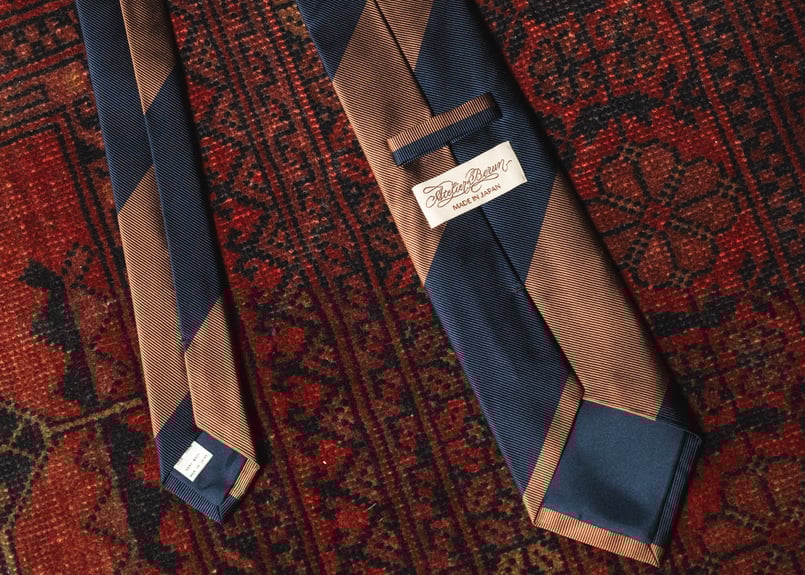 ブラウン / ダークネイビー レジメンタルタイ | Atelier BERUN