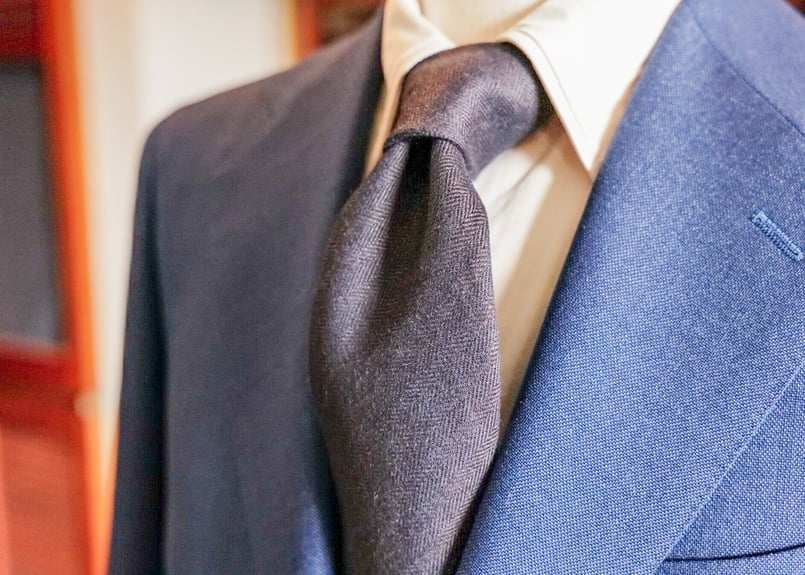 Atelier BERUN グレイッシュブラウン ウールタイ ブラウンヘリンボーン ウール&リネンタイ 【William Brown】 | Atelier