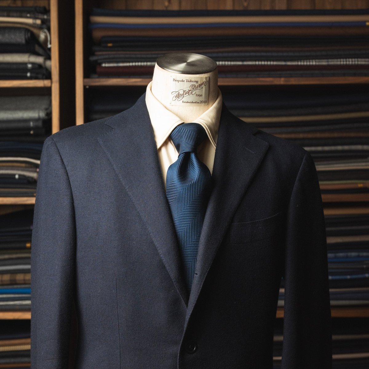 ネイビー ヘリンボーンタイ | Atelier BERUN