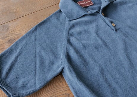 【Smog Blue gray】BERUN半袖ニットポロ