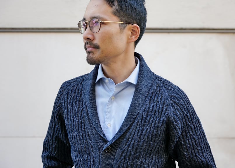 LRL ケーブルニットカーディガン ネイビー LRL ケーブルニットカーディガン ネイビー