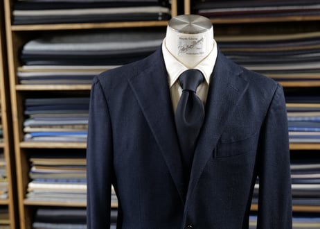 Wool ダークネイビー ソリッドタイ Loro Piana