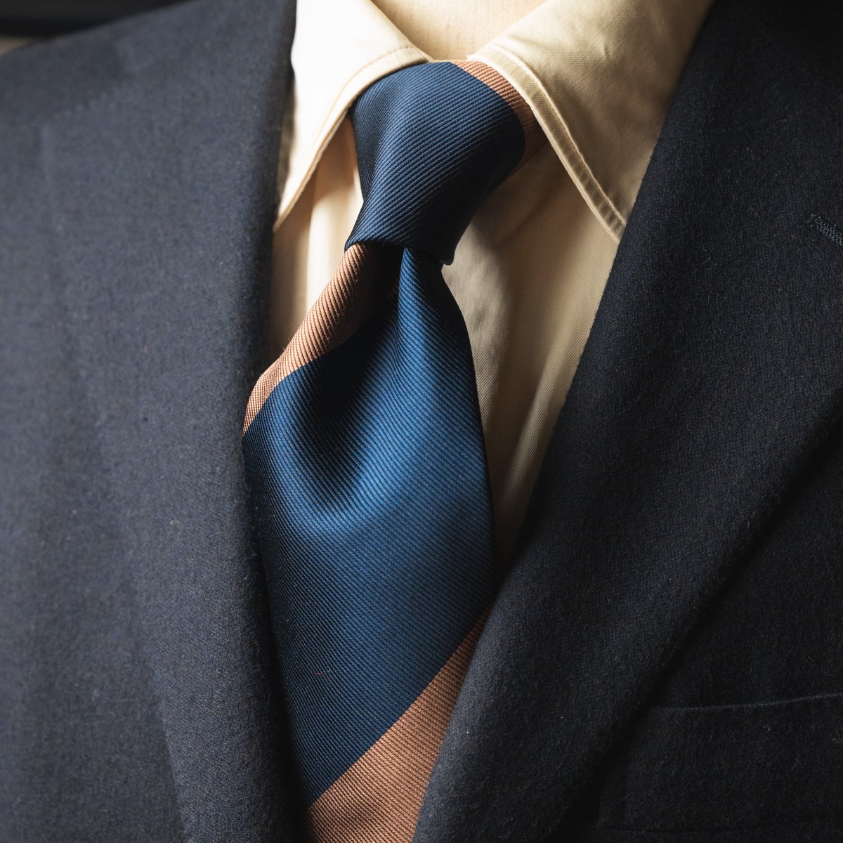 ブラウン / ダークネイビー レジメンタルタイ | Atelier BERUN