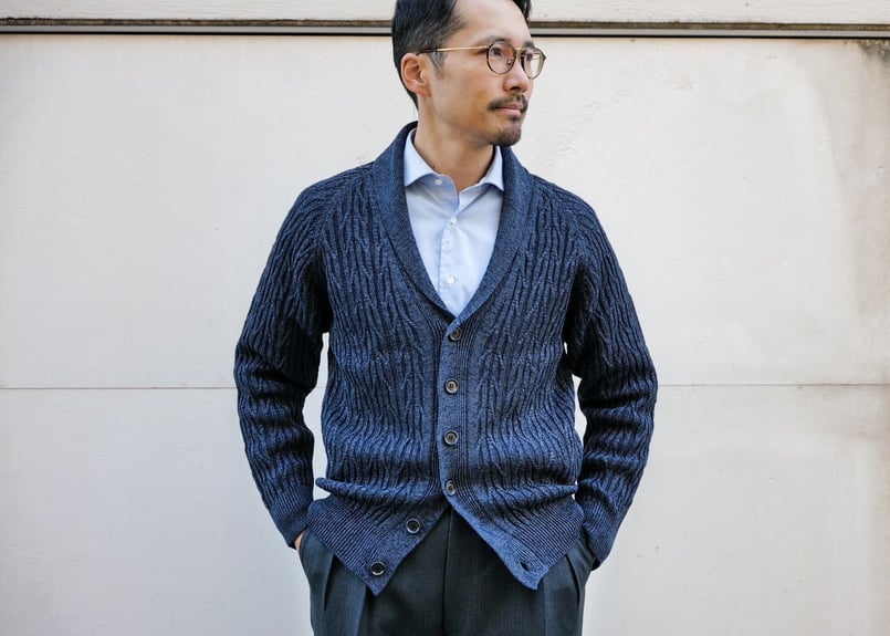 ネイビー】BERUN ケーブルニットカーディガン | Atelier BERUN