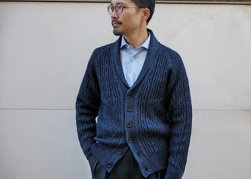 ネイビー】BERUN ケーブルニットカーディガン | Atelier BERUN