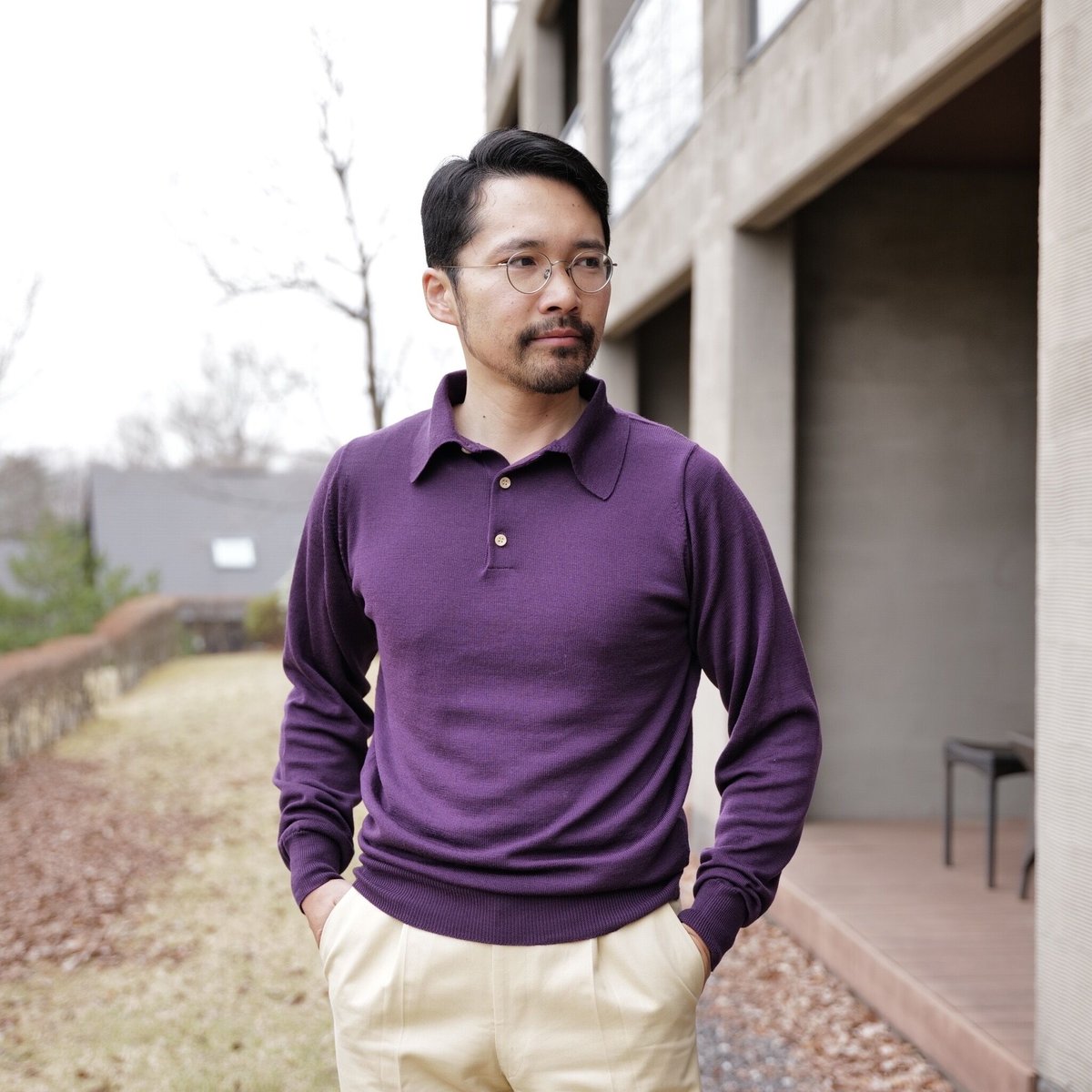 Purple】BERUN Knit Polo -Super120- | Atelier BERUN
