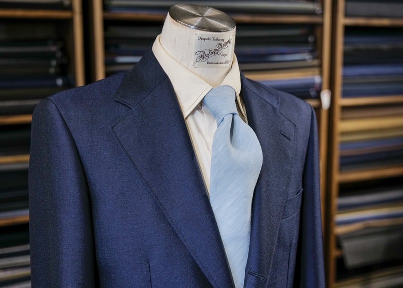 モヘアリネン スカイブルー ネクタイ | Atelier BERUN