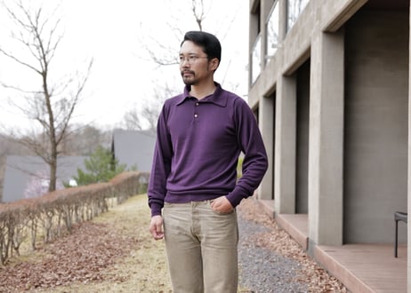 【Purple】BERUN Knit Polo -Super120-