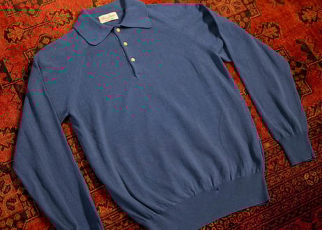【Smoke Blue】BERUN ロングニットポロ