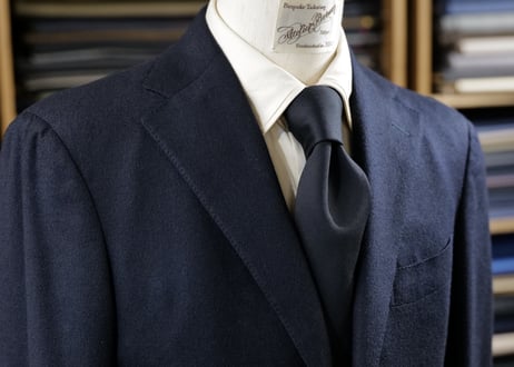 Wool ダークネイビー ソリッドタイ Loro Piana
