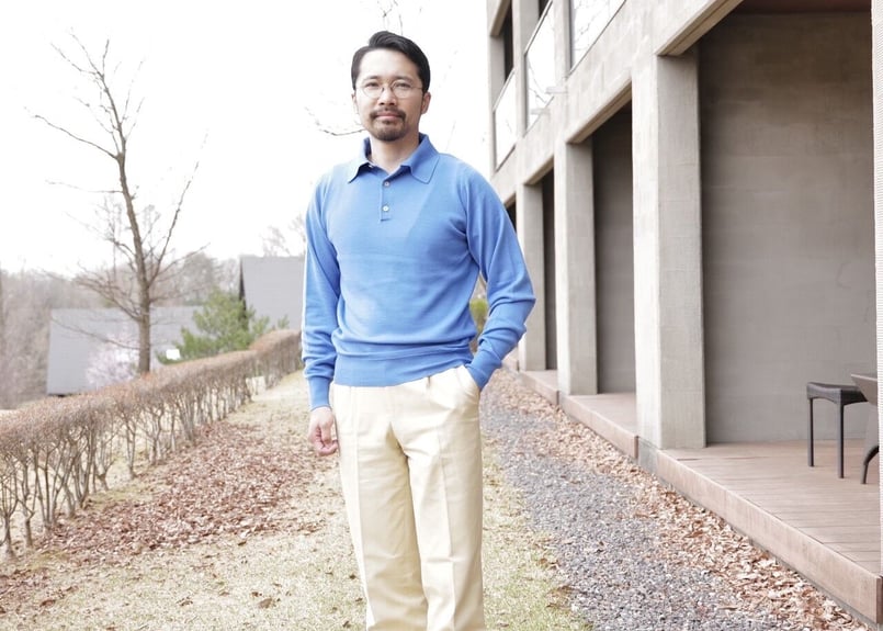 harapeco KNIT POLO - ブルー　eve KNIT POLO - ブルー | harapeco Store