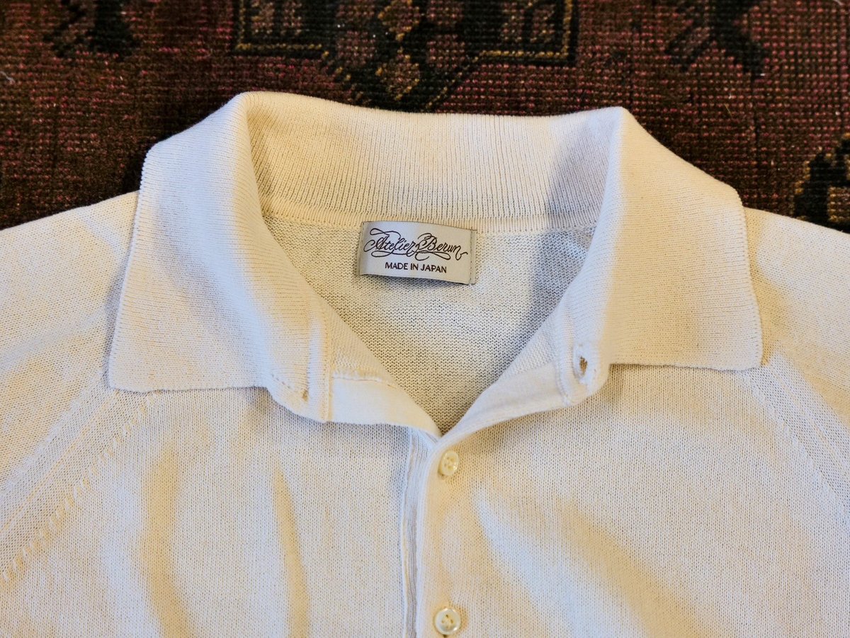 Atelier BERUN 半袖コットンニットポロ Ecru】BERUN半袖ニットポロ | Atelier BERUN