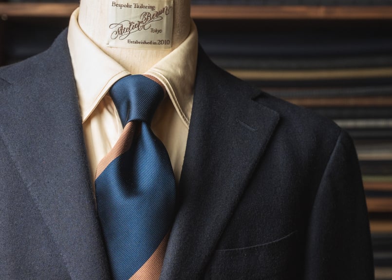ブラウン / ダークネイビー レジメンタルタイ | Atelier BERUN