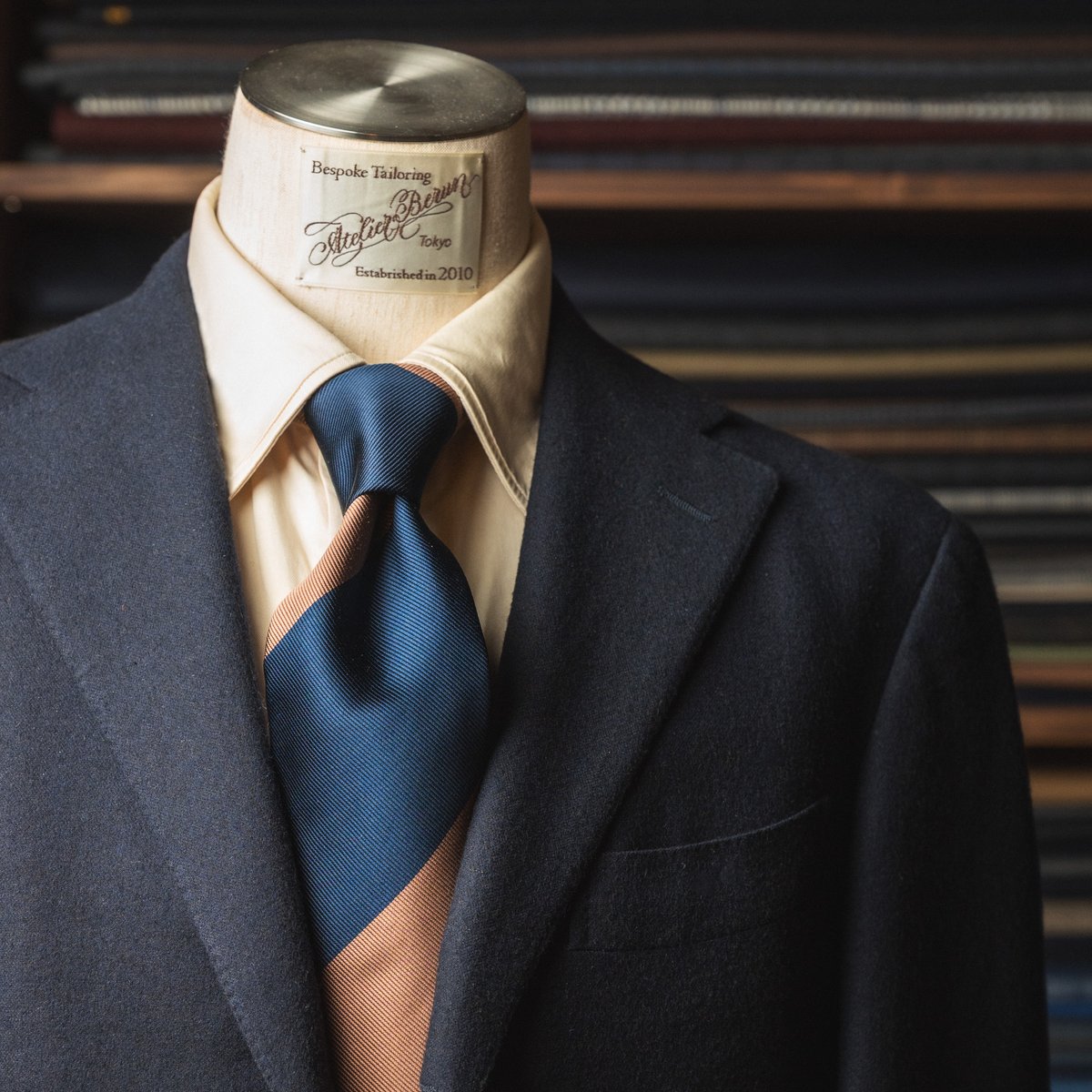 ブラウン / ダークネイビー レジメンタルタイ | Atelier BERUN