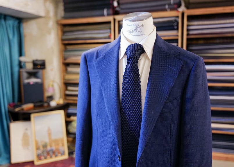 ネイビー 剣先ニットタイ | Atelier BERUN